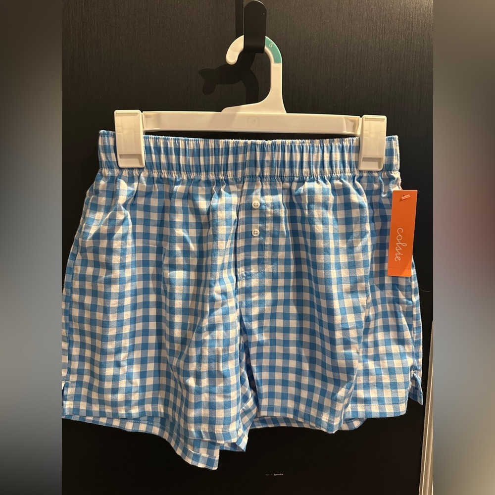 Blue Gingham Women's pajama boxer shorts Colsie NWT Small  lounge shorts cozy